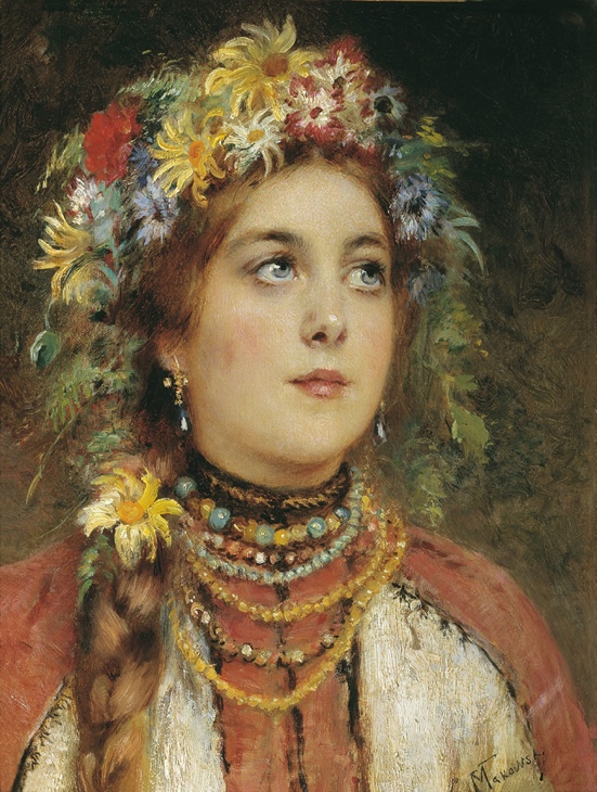 К. Е. Маковский. «Русская красавица в венке»